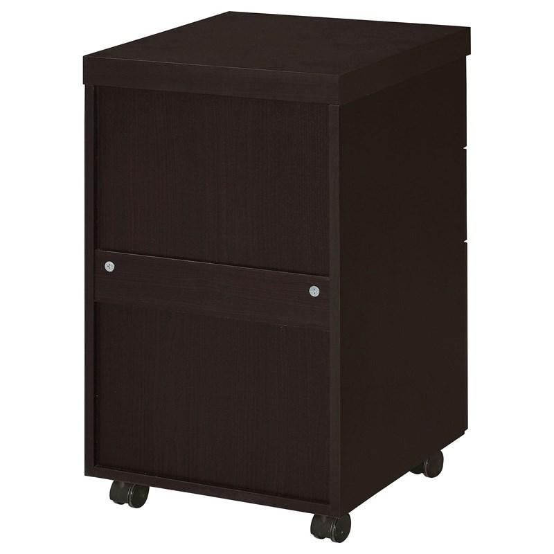 Large Picture of Coaster Furniture Skeena 800903 3-Drawer Mobile Office Storage Cabinet - Cappuccino