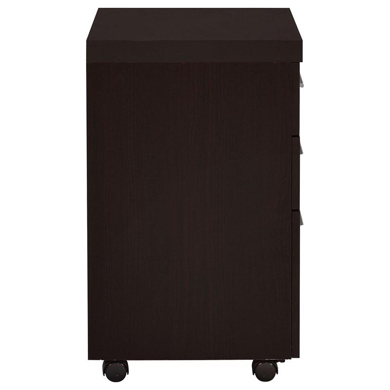 Large Picture of Coaster Furniture Skeena 800903 3-Drawer Mobile Office Storage Cabinet - Cappuccino