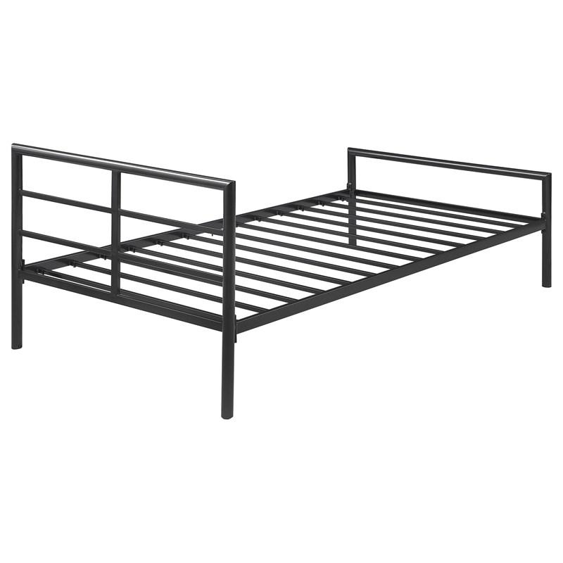 Large Picture of Coaster Furniture Fisher 300279T Metal Twin Open Frame Bed - Gunmetal
