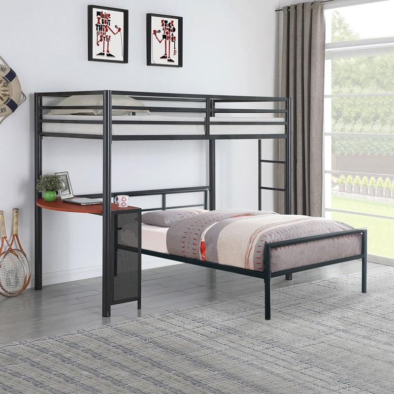 Large Picture of Coaster Furniture Fisher 300279T Metal Twin Open Frame Bed - Gunmetal