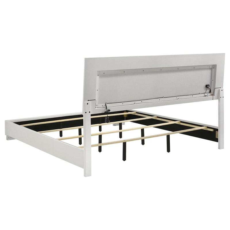 Large Picture of Coaster Furniture Felicity 203500KE Wood Eastern King LED Panel Bed - White High Gloss