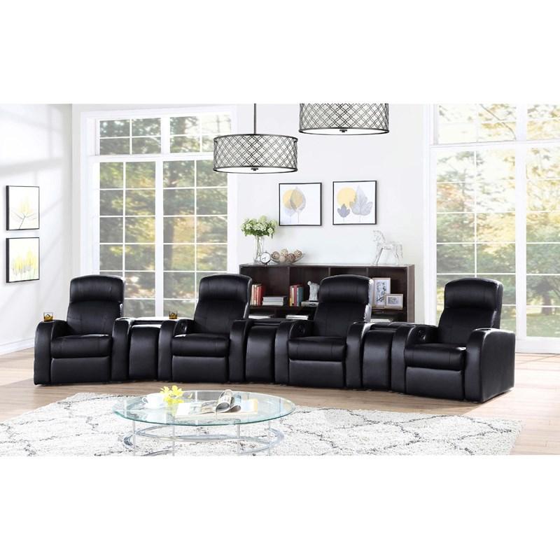 Large Picture of Coaster Furniture Cyrus 600002 Upholstered Home Theater Storage Wedge Console - Black