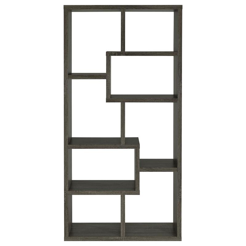Large Picture of Coaster Furniture Theo 800510 71-inch 7-shelf Bookshelf - Weathered Grey