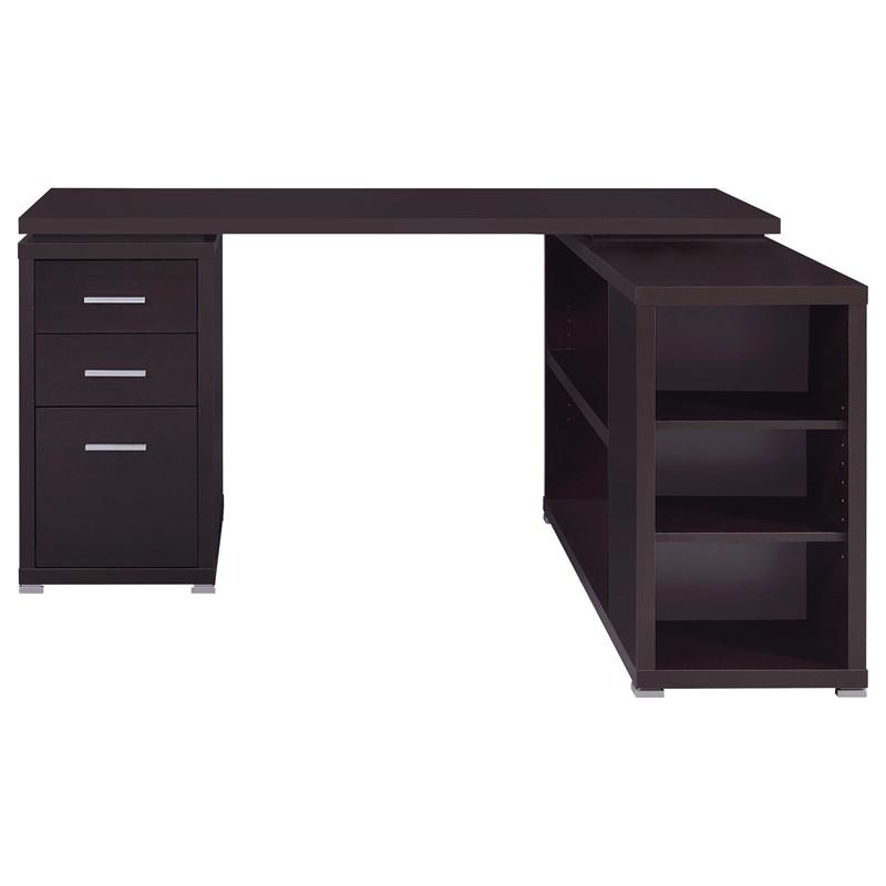 Large Picture of Coaster Furniture Yvette 800517 60-inch 3-Drawer L-Shape Computer Desk - Cappuccino