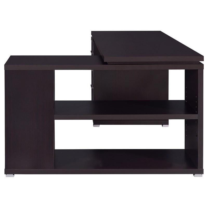 Large Picture of Coaster Furniture Yvette 800517 60-inch 3-Drawer L-Shape Computer Desk - Cappuccino