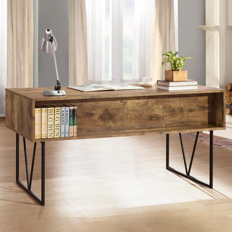 Large Picture of Coaster Furniture Analiese 800999 63-inch 4-Drawer Writing Desk - Rustic Nutmeg