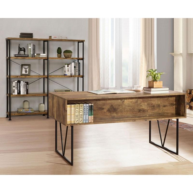 Large Picture of Coaster Furniture Analiese 800999 63-inch 4-Drawer Writing Desk - Rustic Nutmeg
