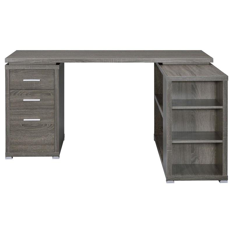 Large Picture of Coaster Furniture Yvette 800518 60-inch 3-Drawer L-Shape Computer Desk - Weathered Grey