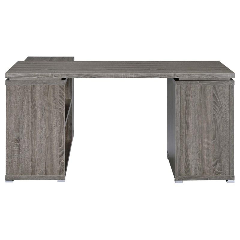 Large Picture of Coaster Furniture Yvette 800518 60-inch 3-Drawer L-Shape Computer Desk - Weathered Grey