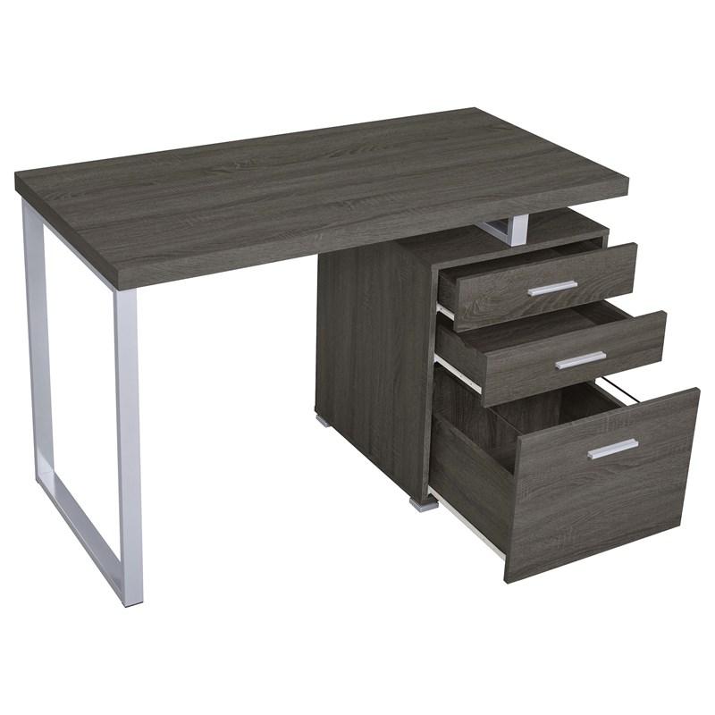 Large Picture of Coaster Furniture Brennan 800520 47-inch 3-Drawer Office Computer Desk - Weathered Grey