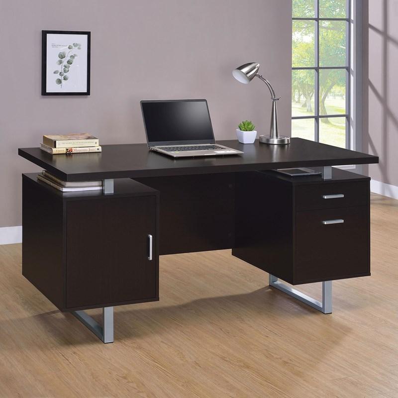 Large Picture of Coaster Furniture Lawtey 801521 60-inch 2-Drawer Office Computer Desk - Cappuccino