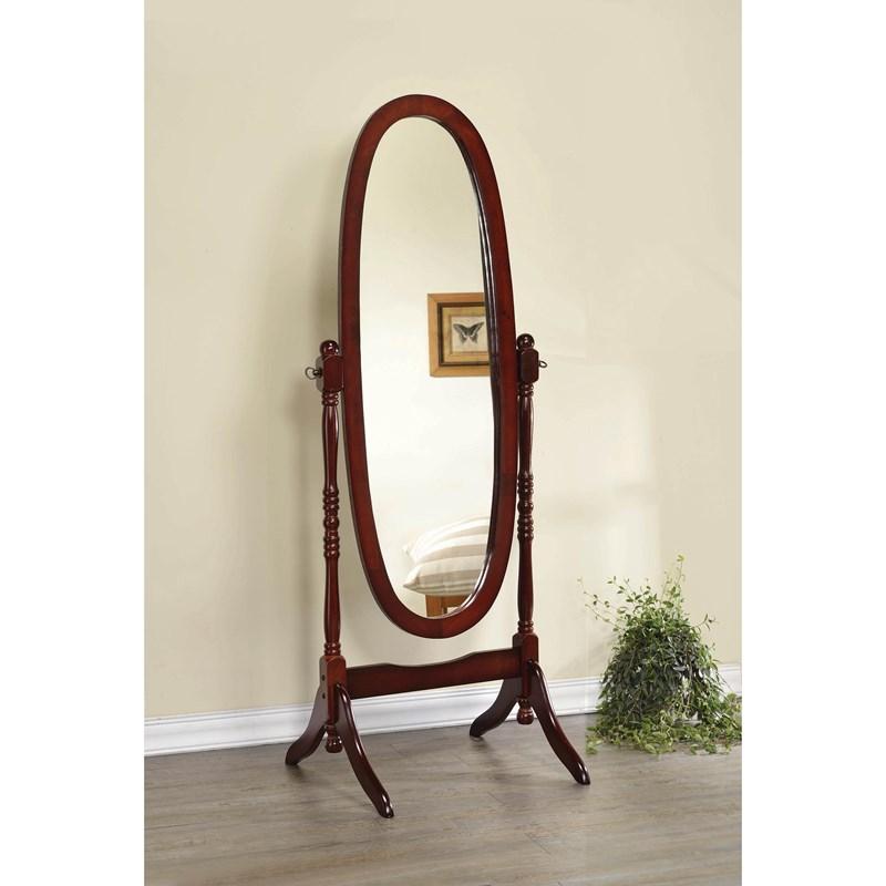 Large Picture of Coaster Furniture Foyet 3101 Wood Adjustable Full Length Cheval Mirror - Merlot