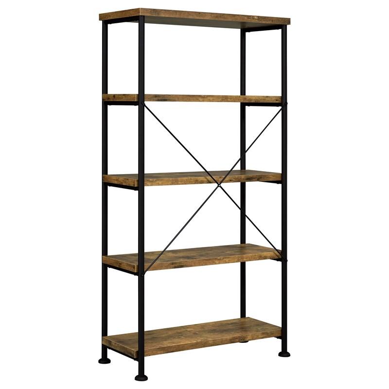 Large Picture of Coaster Furniture Analiese 801542 63-inch 4-shelf Bookshelf - Rustic Nutmeg