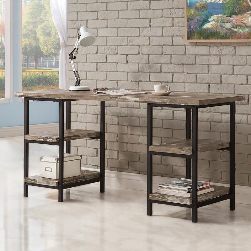 Large Picture of Coaster Furniture Kemper 801551 59-inch 4-shelf Writing Desk - Weathered Brown