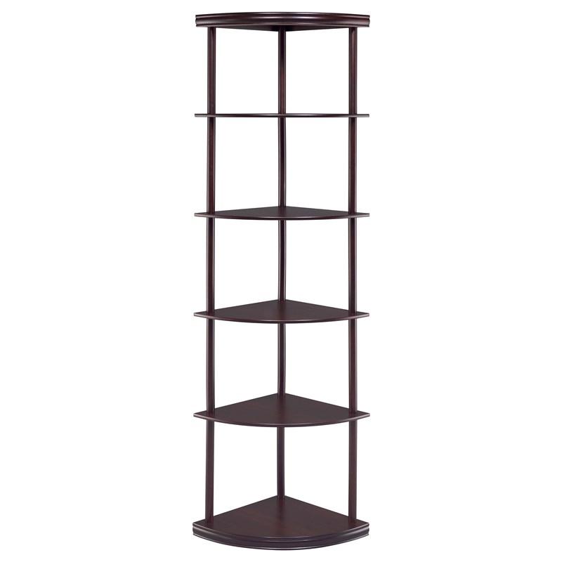 Large Picture of Coaster Furniture Bonwick 800279 72-inch 5-shelf Corner Bookshelf - Cappuccino