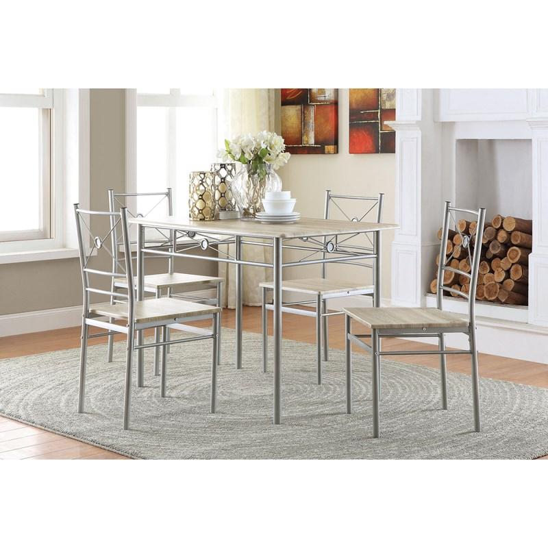 Large Picture of Coaster Furniture Anna 100035 5-piece Rectangular Dining Table Set - Silver