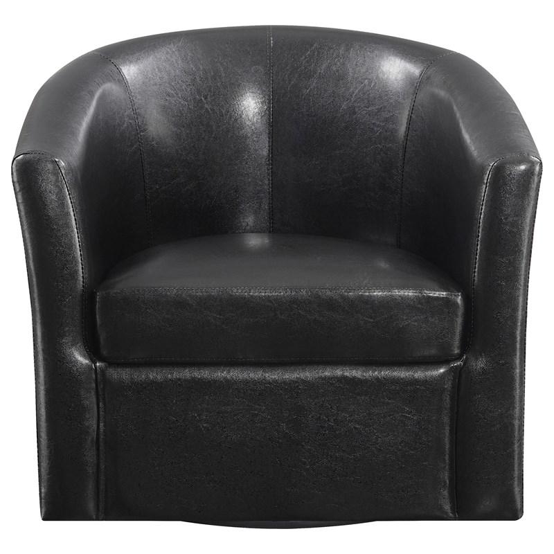 Large Picture of Coaster Furniture Turner 902098 Upholstered Barrel Back Swivel Chair - Dark Brown