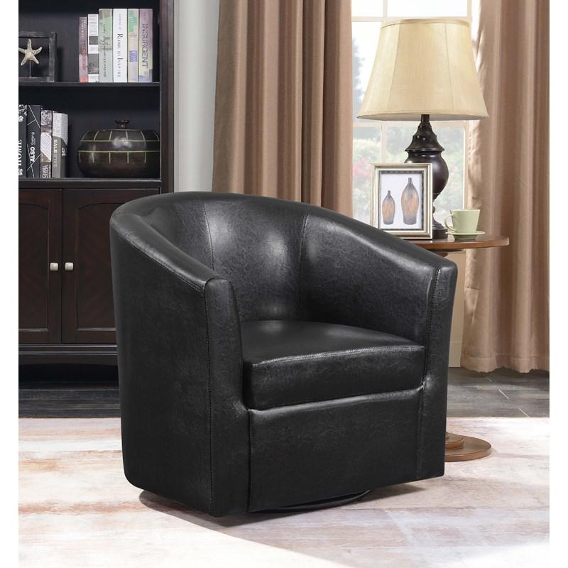 Large Picture of Coaster Furniture Turner 902098 Upholstered Barrel Back Swivel Chair - Dark Brown