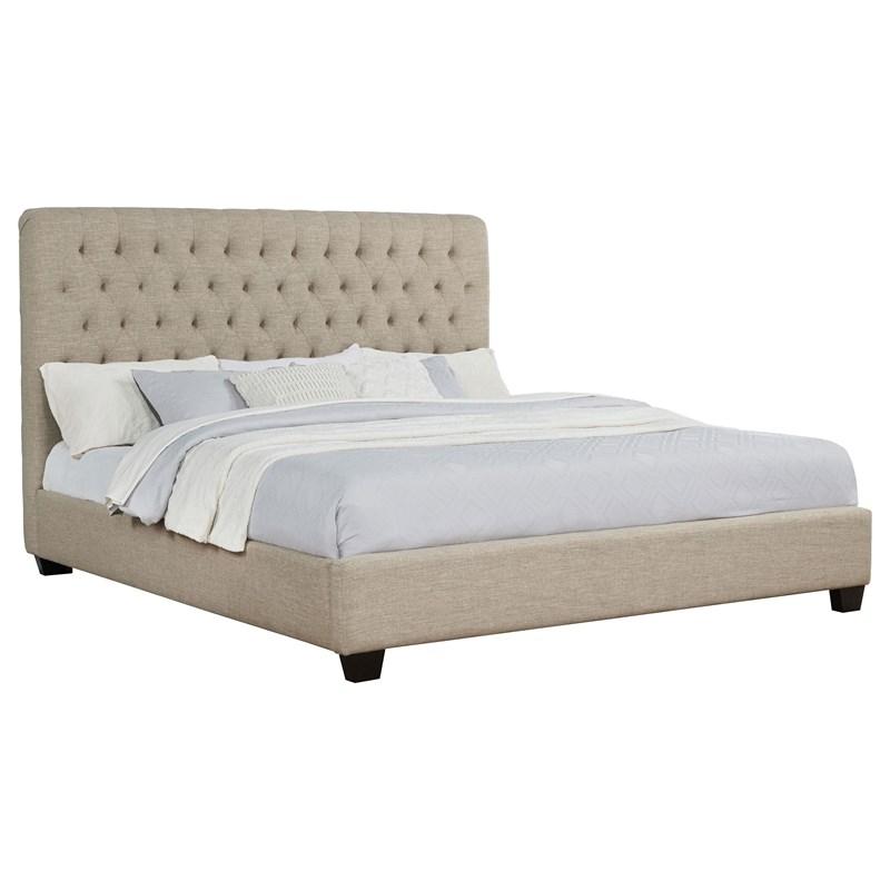 Large Picture of Coaster Furniture Chloe 300007KE Upholstered Eastern King Panel Bed - Oatmeal