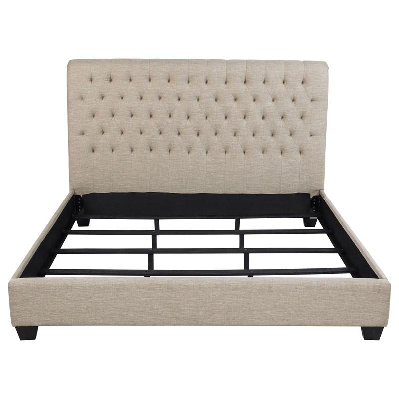Large Picture of Coaster Furniture Chloe 300007KE Upholstered Eastern King Panel Bed - Oatmeal