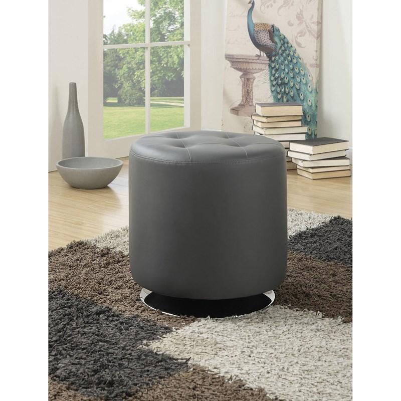Large Picture of Coaster Furniture Bowman 500555 Round Upholstered Tufted Swivel Ottoman - Grey