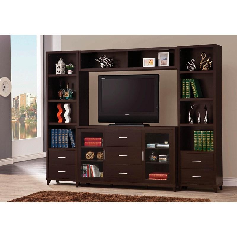 Large Picture of Coaster Furniture Lewes 700882 4-shelf Engineered Wood Media Tower - Cappuccino
