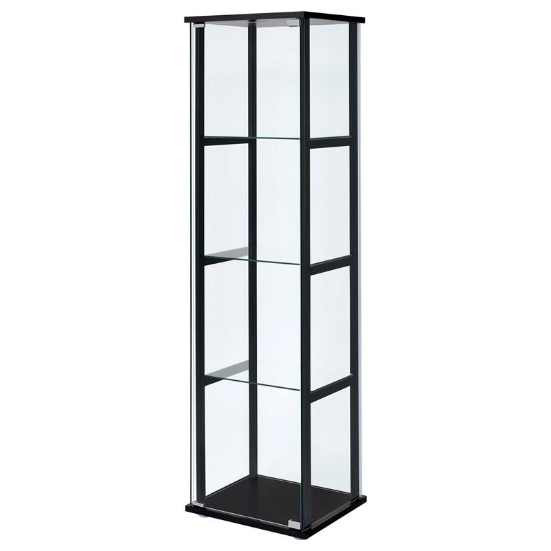 Large Picture of Coaster Furniture Cyclamen 950171 4-shelf Clear Glass Curio Display Cabinet - Black