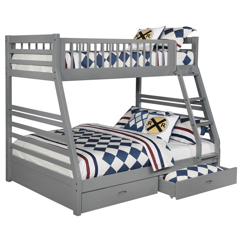 Large Picture of Coaster Furniture Ashton 460182 2-Drawer Wood Twin Over Full Bunk Bed - Grey
