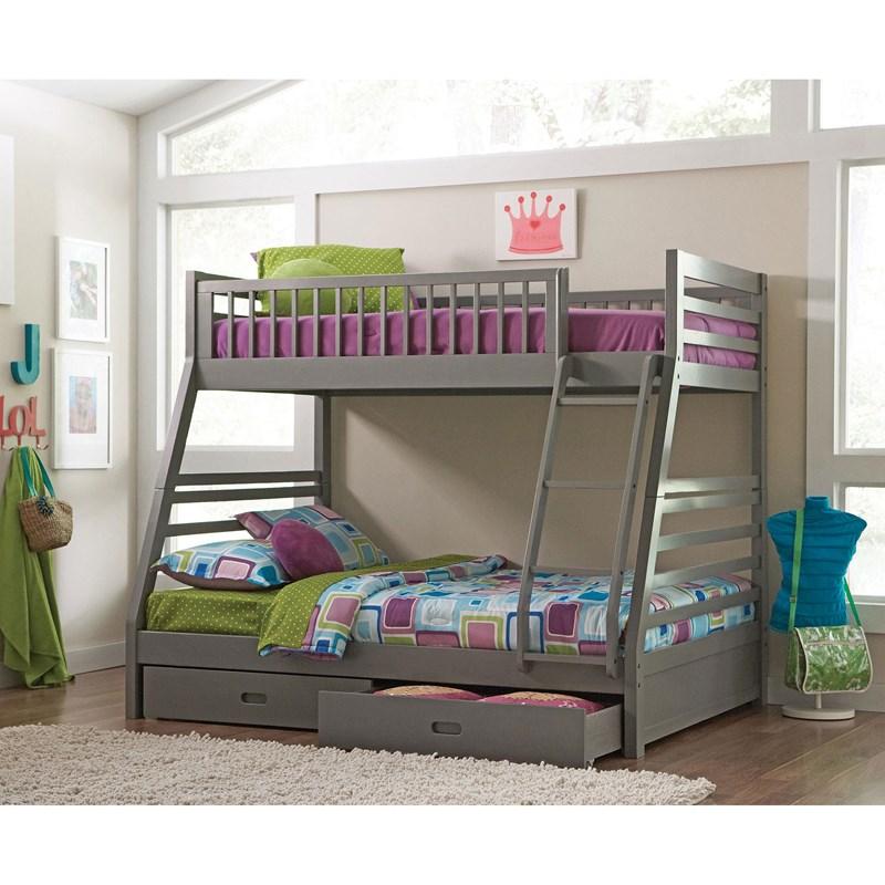 Large Picture of Coaster Furniture Ashton 460182 2-Drawer Wood Twin Over Full Bunk Bed - Grey