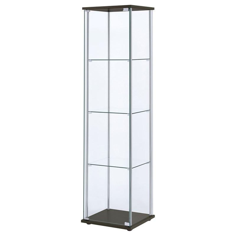 Large Picture of Coaster Furniture Bellatrix 950172 4-shelf Clear Glass Curio Cabinet - Cappuccino