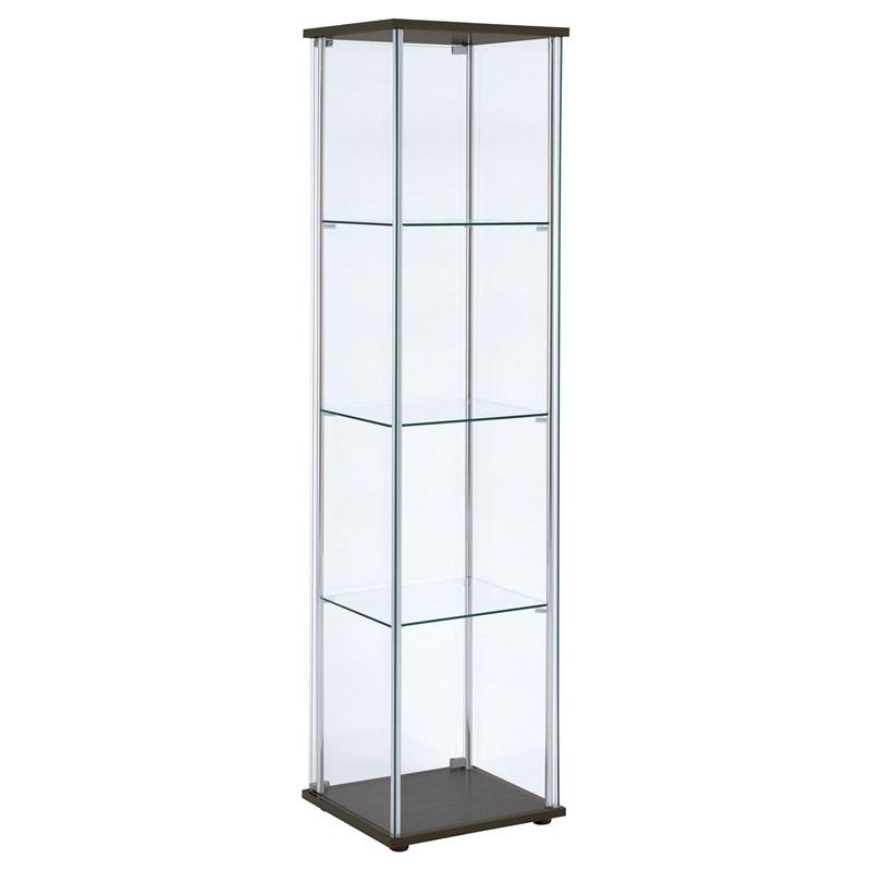 Large Picture of Coaster Furniture Bellatrix 950172 4-shelf Clear Glass Curio Cabinet - Cappuccino