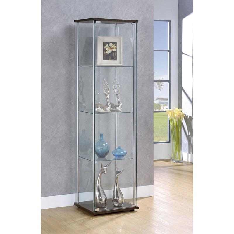 Large Picture of Coaster Furniture Bellatrix 950172 4-shelf Clear Glass Curio Cabinet - Cappuccino