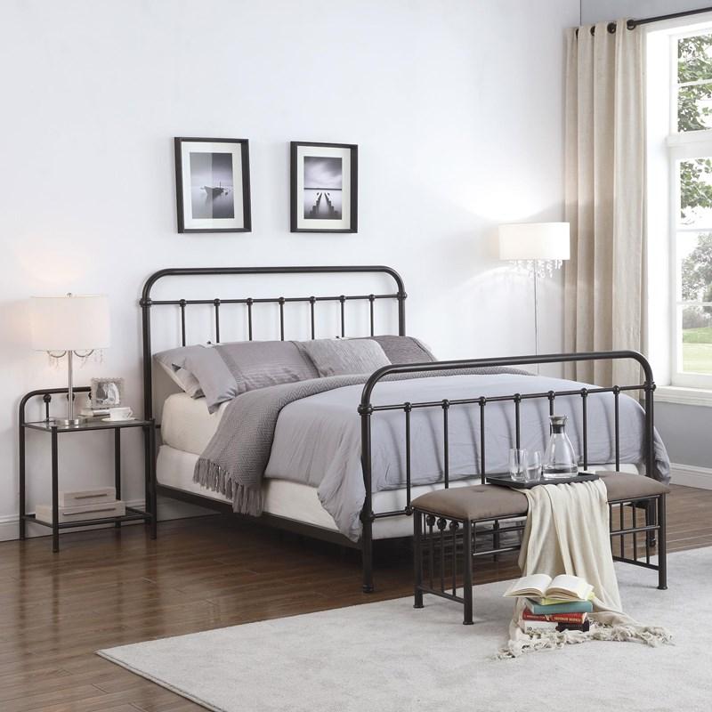 Large Picture of Coaster Furniture Livingston 300399Q Metal Queen Open Frame Bed - Dark Bronze