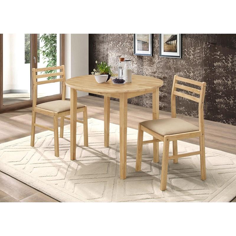 Large Picture of Coaster Furniture Bucknell 130006 3-piece Round Drop Leaf Dining Table Set - Natural
