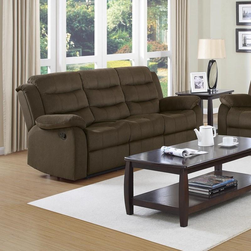Large Picture of Coaster Furniture Rodman 601881 Upholstered Padded Arm Reclining Sofa - Olive Brown
