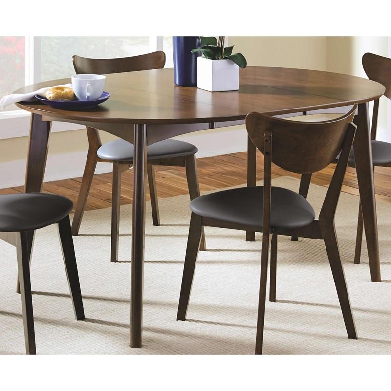 Large Picture of Coaster Furniture Jedda 105361 Oval 60-inch Extension Leaf Dining Table - Dark Walnut