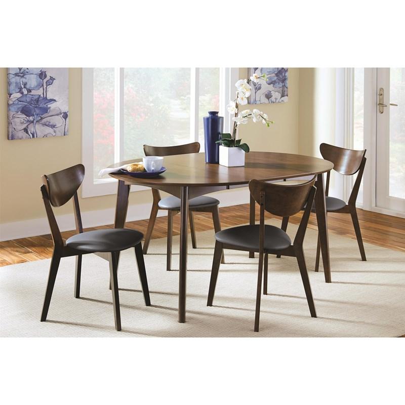 Large Picture of Coaster Furniture Jedda 105361 Oval 60-inch Extension Leaf Dining Table - Dark Walnut