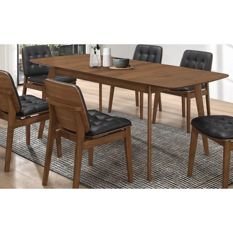 Large Picture of Coaster Furniture Redbridge 106591 75-inch Extension Leaf Dining Table - Natural Walnut