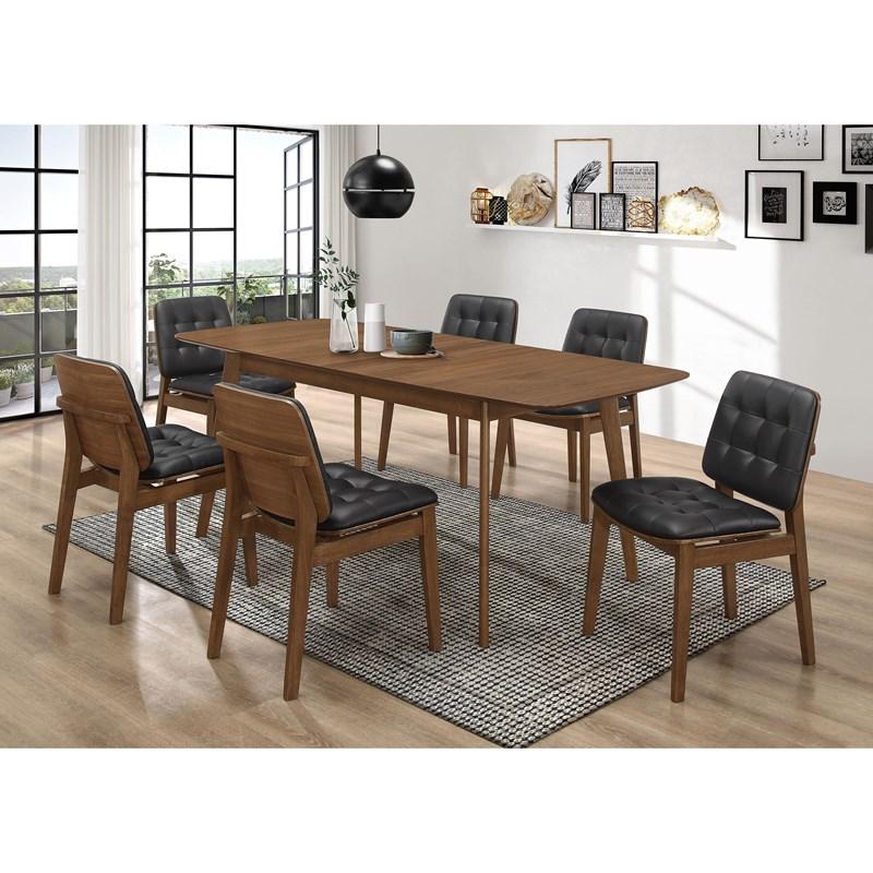 Large Picture of Coaster Furniture Redbridge 106591 75-inch Extension Leaf Dining Table - Natural Walnut