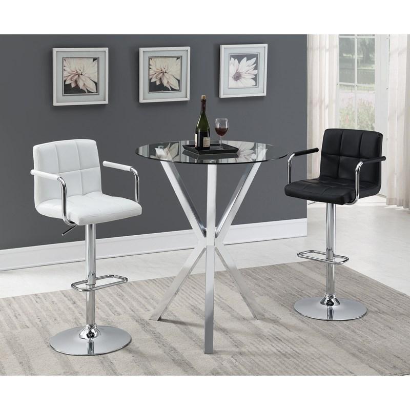 Large Picture of Coaster Furniture Denali 100186 Round 35-inch Glass Top Bistro Bar Table - Chrome
