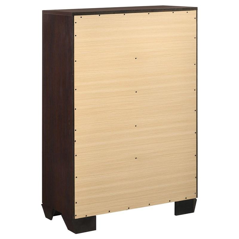 Large Picture of Coaster Furniture Kauffman 204395 5-Drawer Bedroom Chest - Dark Cocoa