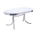 Coaster Furniture Retro 2065 Oval 60-inch Wood Top Dining Table - White and Chrome