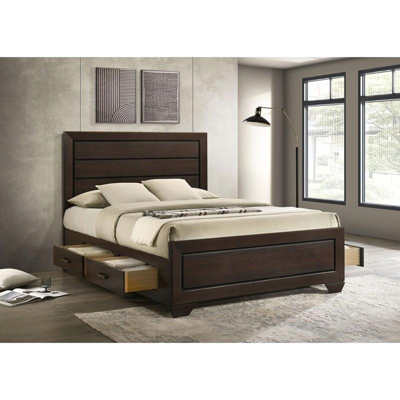 Large Picture of Coaster Furniture Kauffman 204390Q Wood Queen Storage Panel Bed - Dark Cocoa
