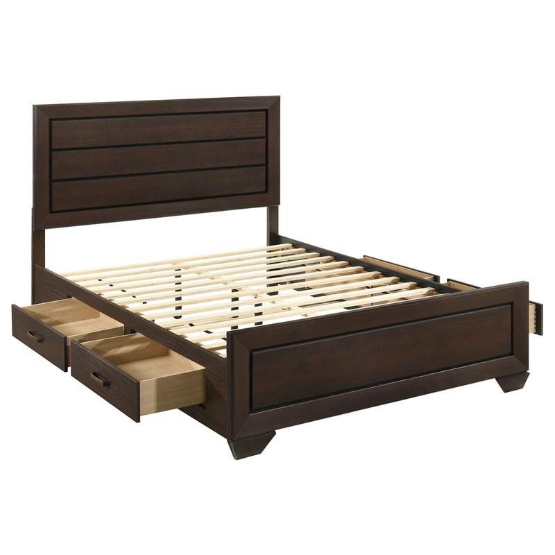Large Picture of Coaster Furniture Kauffman 204390Q Wood Queen Storage Panel Bed - Dark Cocoa