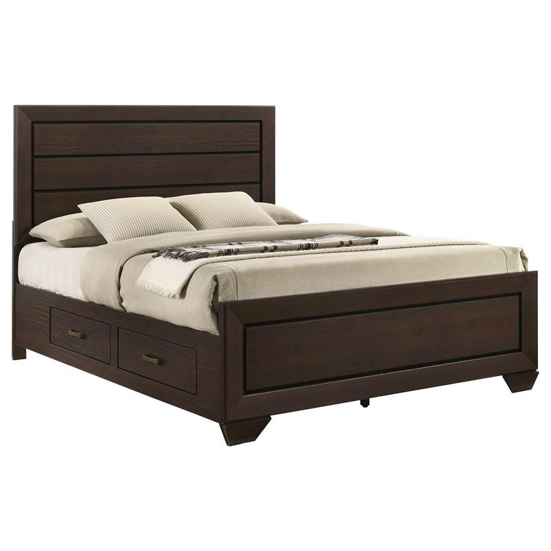 Large Picture of Coaster Furniture Kauffman 204390Q Wood Queen Storage Panel Bed - Dark Cocoa