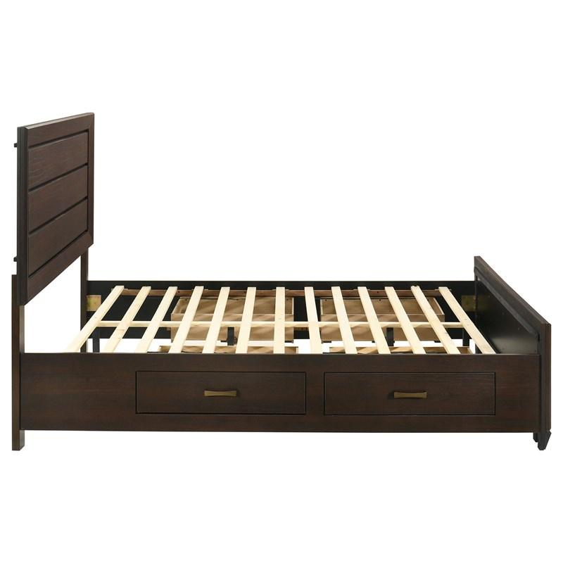 Large Picture of Coaster Furniture Kauffman 204390Q Wood Queen Storage Panel Bed - Dark Cocoa