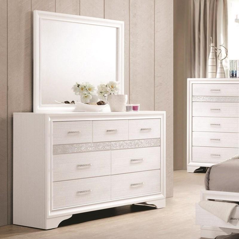 Large Picture of Coaster Furniture Miranda 205114 Dresser Mirror - White