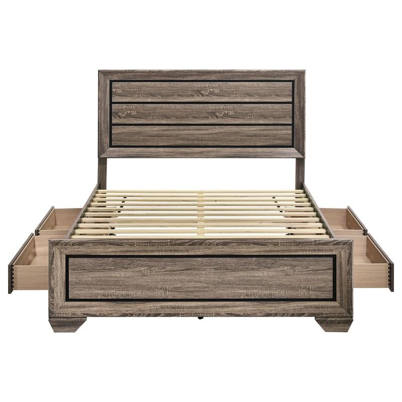 Large Picture of Coaster Furniture Kauffman 204190Q Wood Queen Storage Panel Bed - Washed Taupe