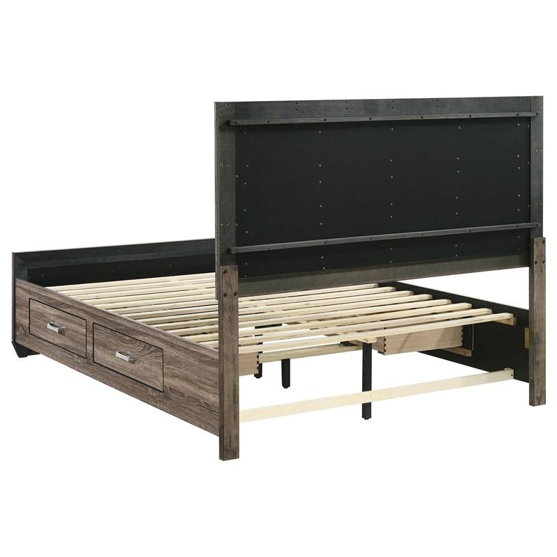 Large Picture of Coaster Furniture Kauffman 204190Q Wood Queen Storage Panel Bed - Washed Taupe
