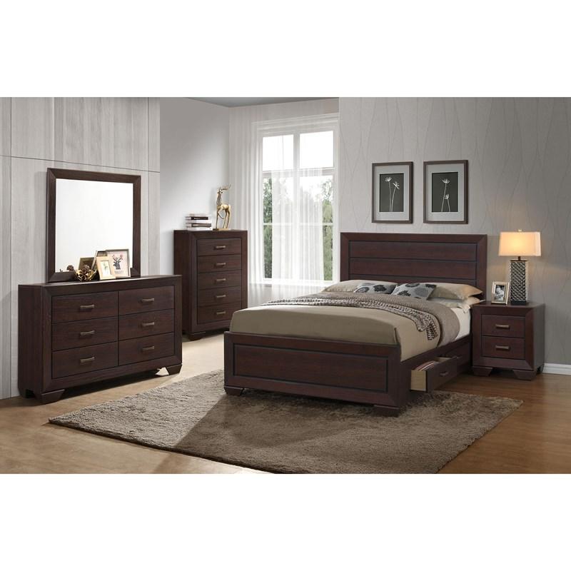 Large Picture of Coaster Furniture Kauffman 204390KE Wood Eastern King Storage Panel Bed - Dark Cocoa